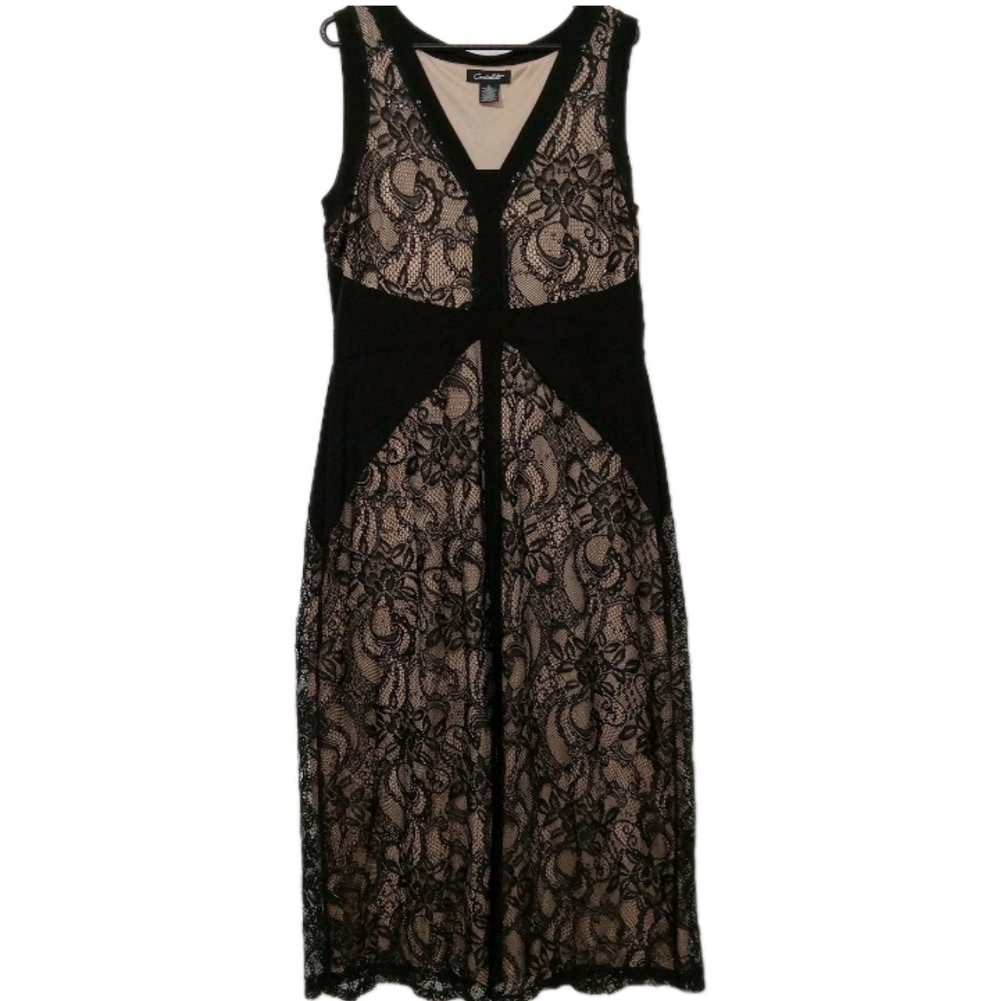 Candalite Dress Womens XL Black Lace Sequin Sleeveless Formal Evening Gown Galas